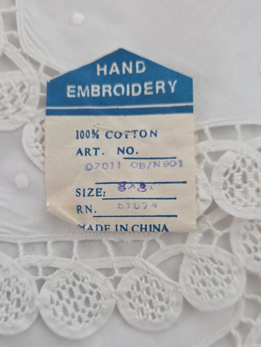 Hand Embroidery White Cotton Lace Doily - Classic Home Dining Accent Set of 6